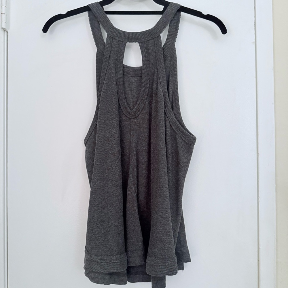 NWOT FREE PEOPLE WE THE FREE GRAY RACERBACK TANK TOP—PRISTINE, NEVER WORN! - Picture 2 of 11